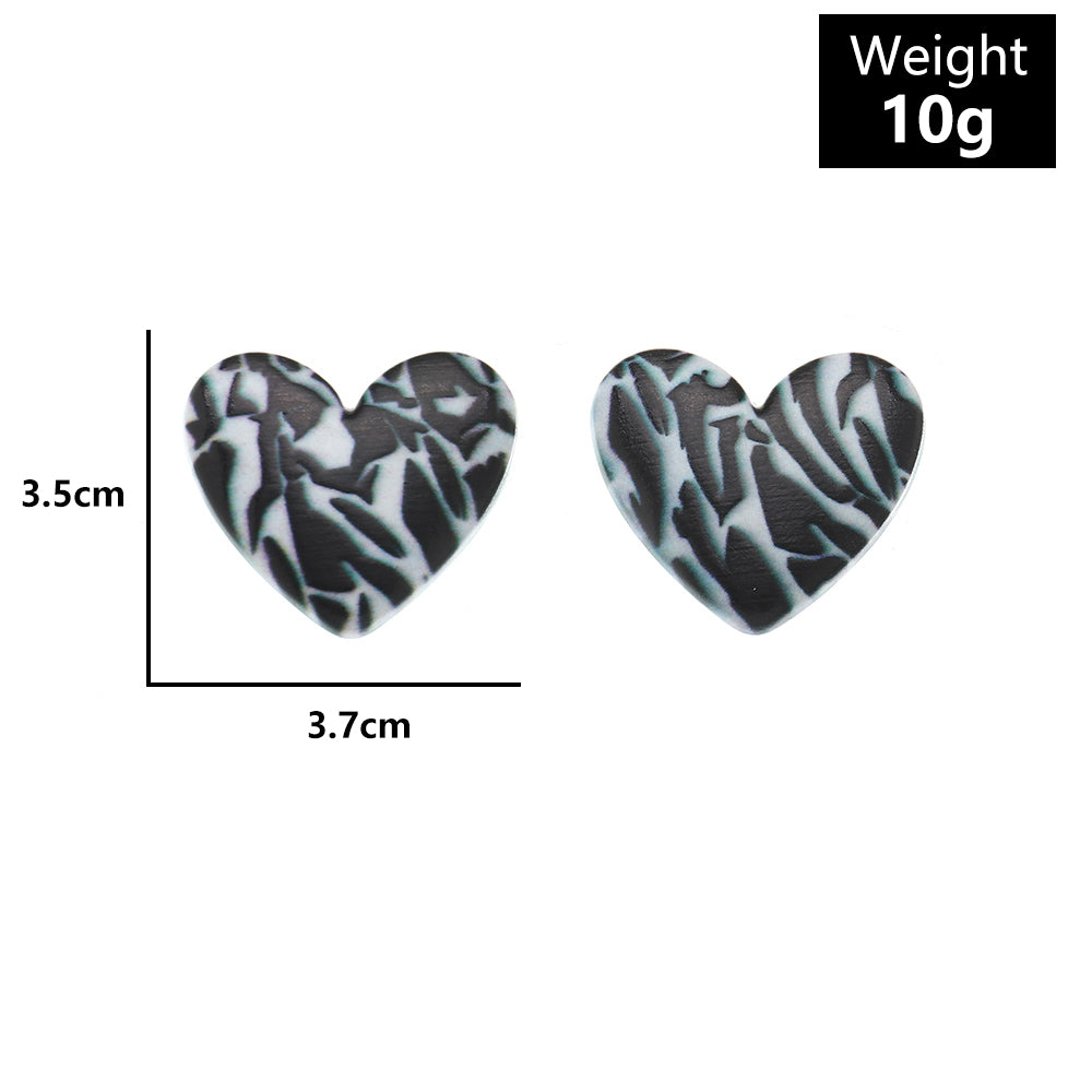 Animal Print Heart Shaped Earrings